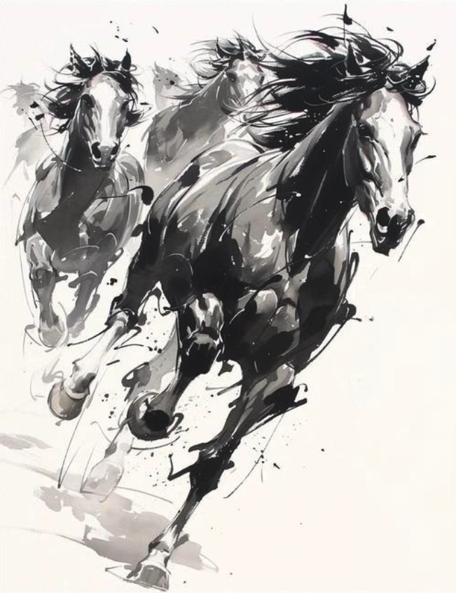 水墨马